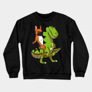 French Bulldog Riding T-Rex Dinosaur Crewneck Sweatshirt